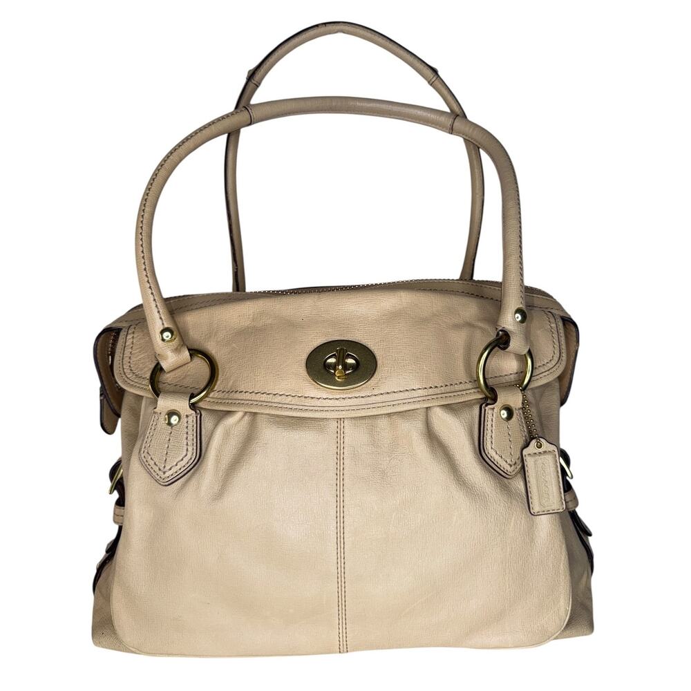 Coach XL Addison Spectator Tan Satchel Shoulder Bag Turn Lock Gold Hardware - Picture 2 of 12